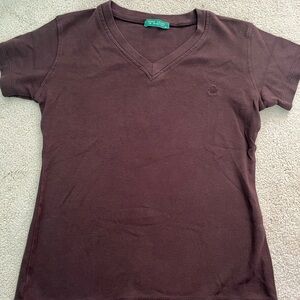 United Colors Of Benetton V-Neck Brown Tee